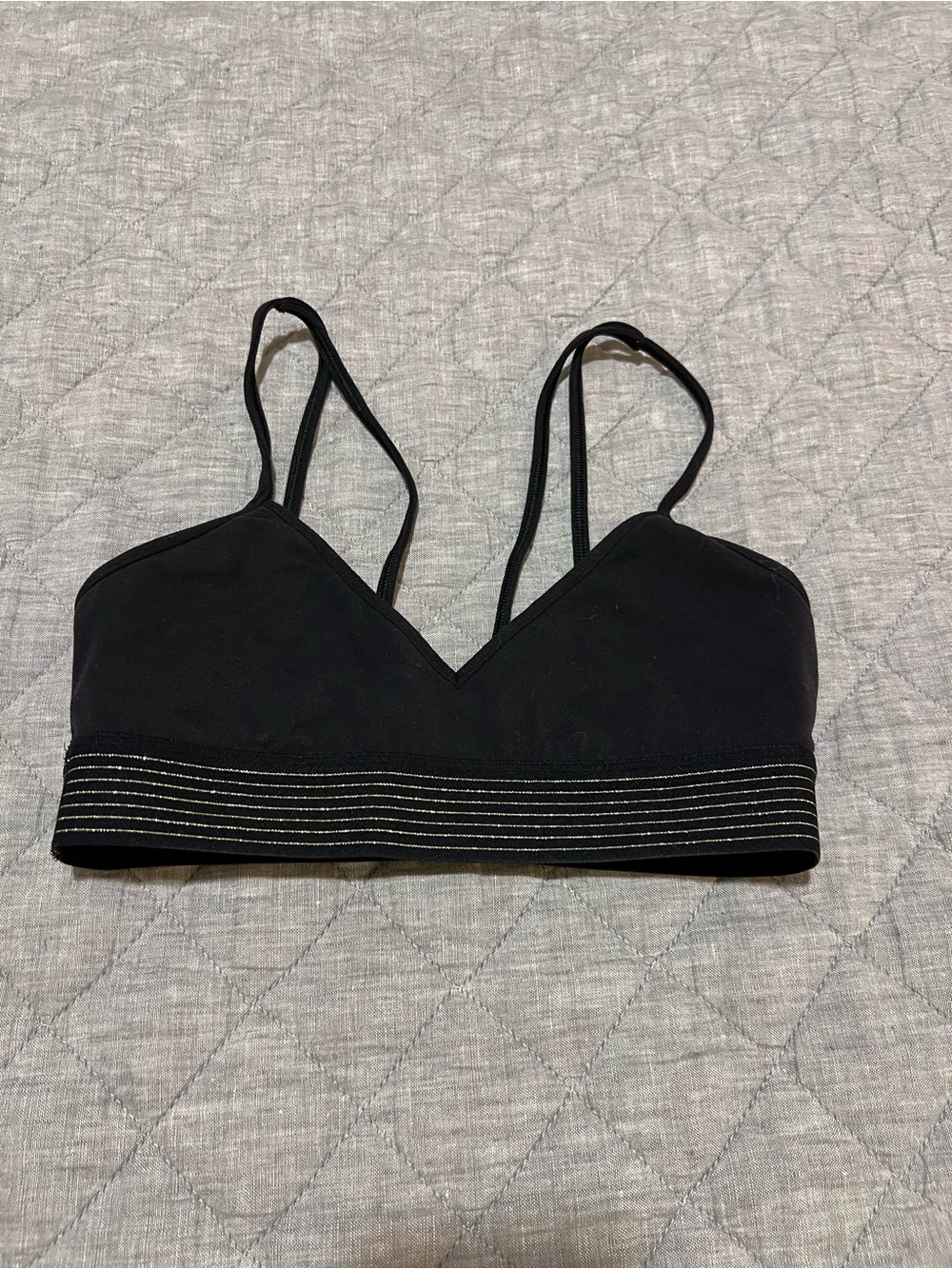 lululemon athletica Black Strappy Sports Bralette with Metallic Banding